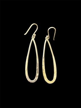 Sterling Silver 925 ATI Mexico Teardrop Hammered Drop Earrings - Women Jewelry